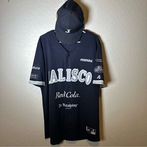 LMB Jalisco Charros Game Worn 2022 Championship Blue Baseball Jersey W Hat 7 3/8